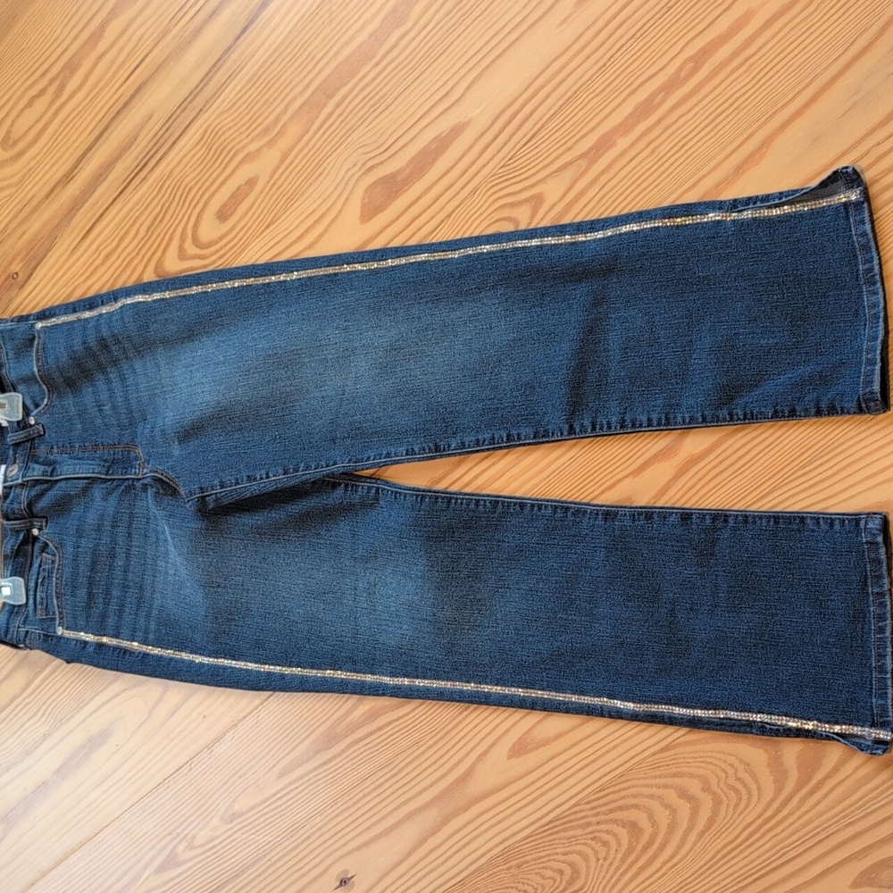 Blue Jeans with Rhinestone Piping